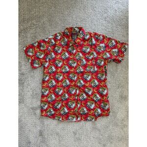 DXXON Flannel Sausage Fest Hot Dog Truck Graphic Button Up Shirt Red Large‎